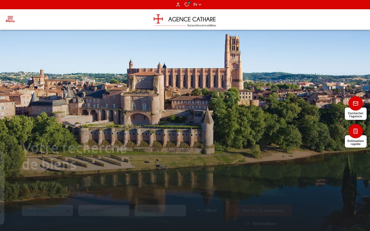 Capture de la page d’accueil du site officiel de Agence Cathare