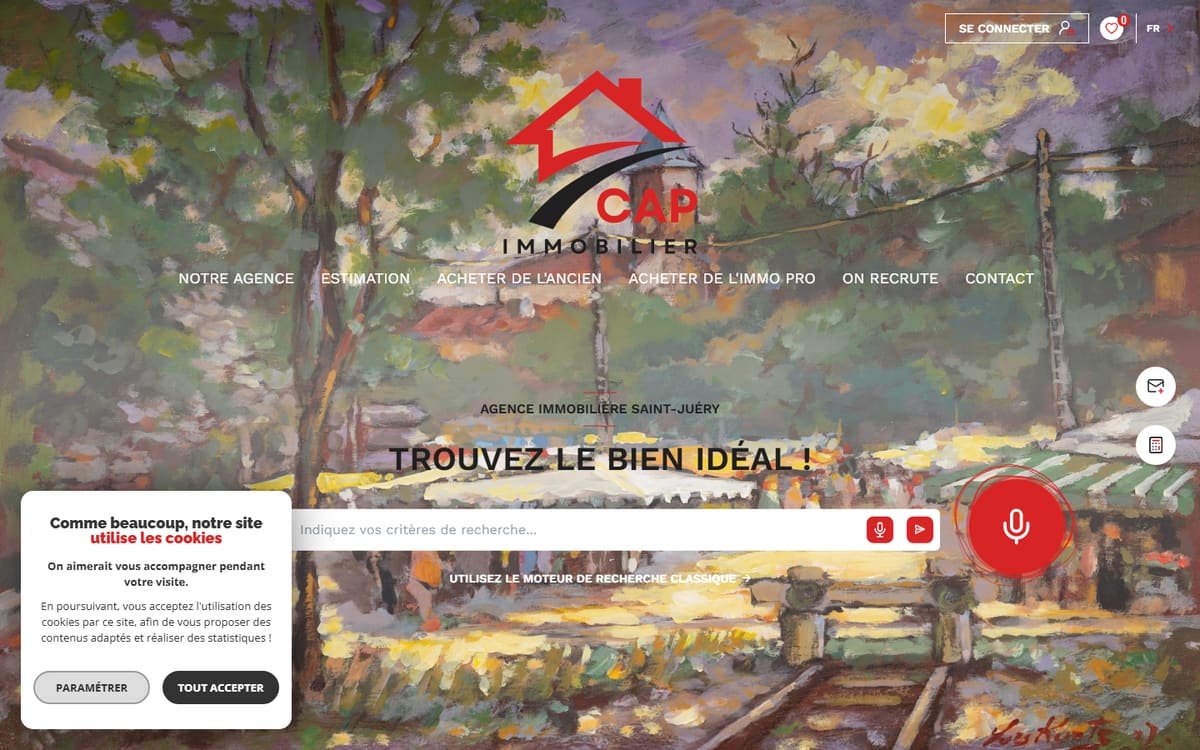 Capture de la page d’accueil du site officiel de CAP IMMOBILIER
