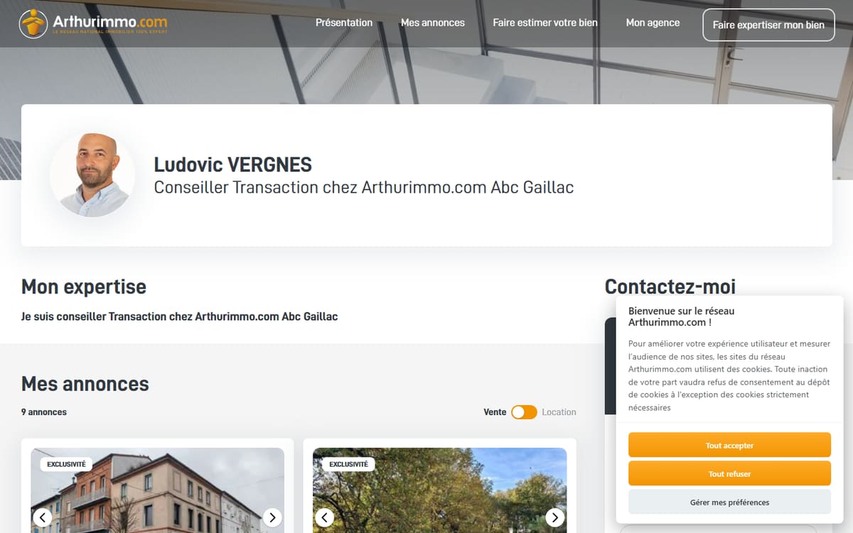 Capture de la page d’accueil du site officiel de Ludovic VERGNES