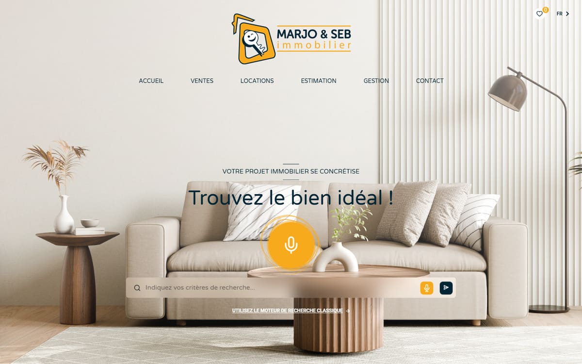 Capture de la page d’accueil du site officiel de meilliez immobilier