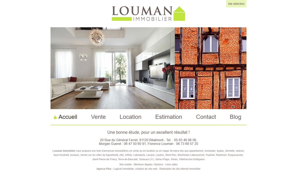 Capture de la page d’accueil du site officiel de SARL Louman Immobilier